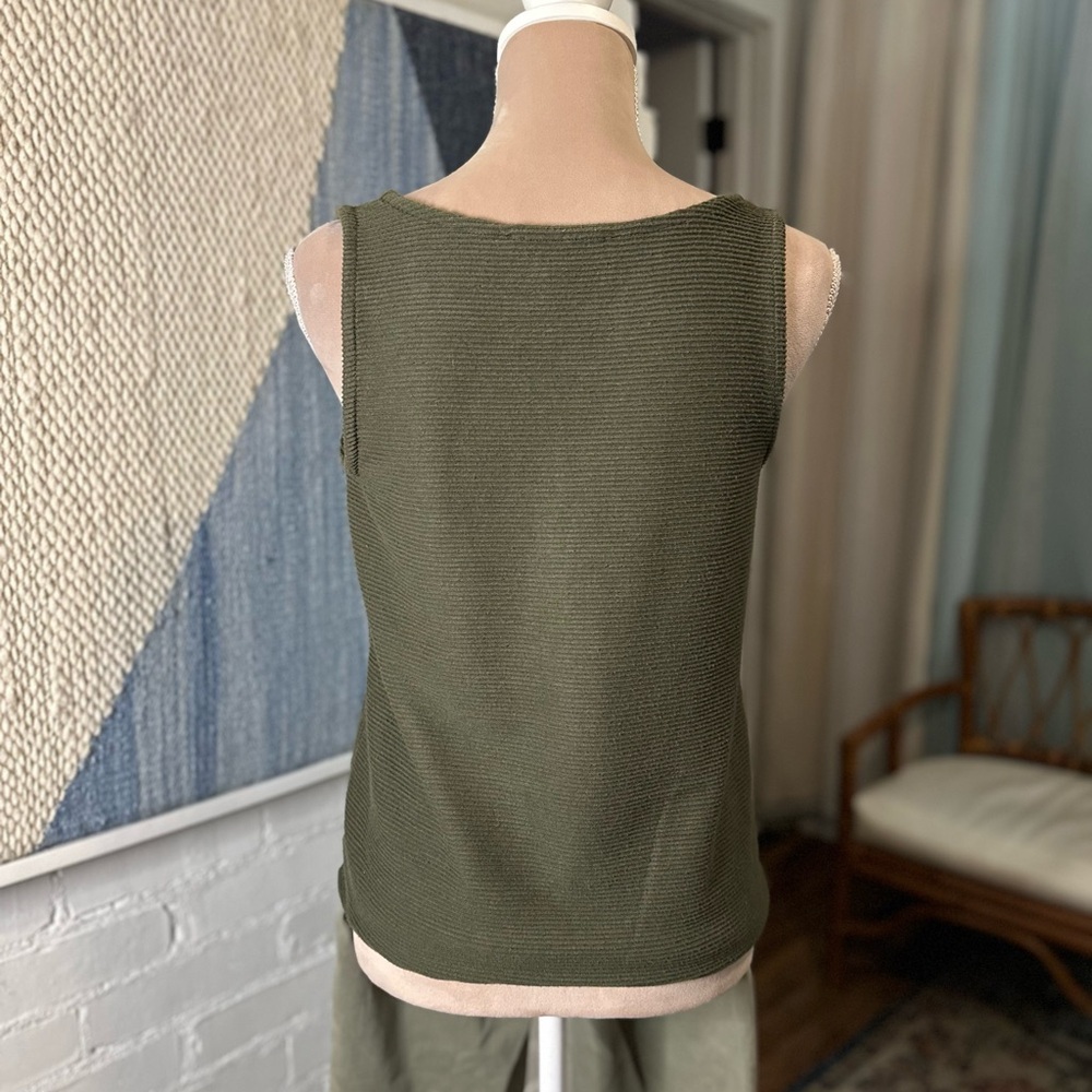 Loft Green Horizontal Ribbed Tank Top with Front Tie - Picture 6 of 9